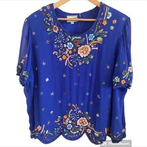 Odeon Women’s Vintage Embroidered Beaded Top